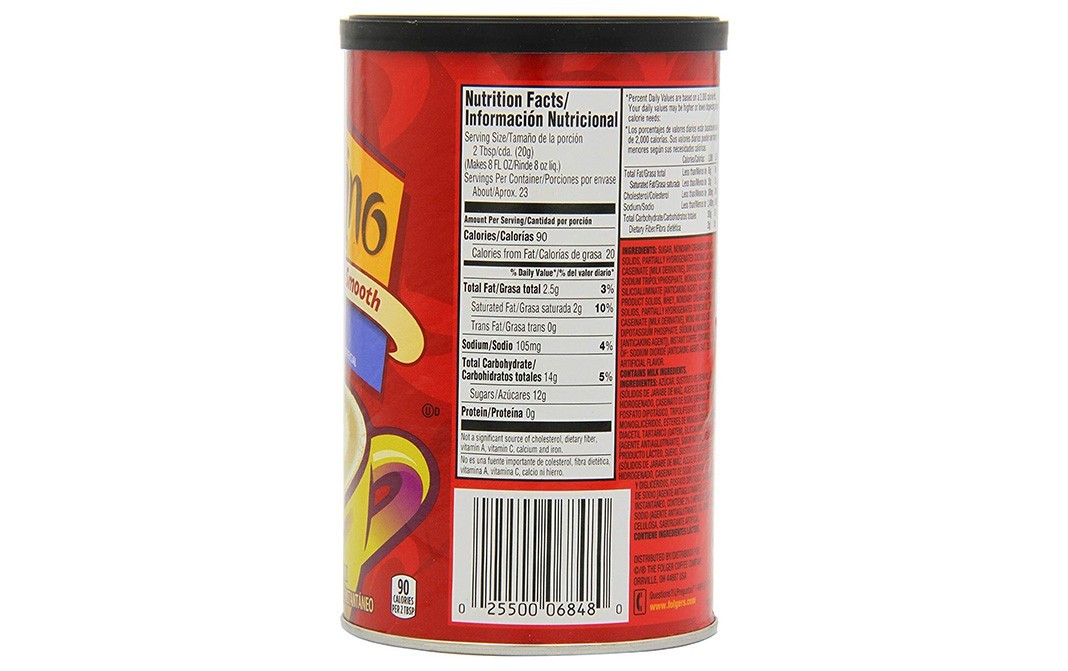 Folgers Cappuccino French Vanilla, Instant Coffee Beverage Mix   Container  453 grams